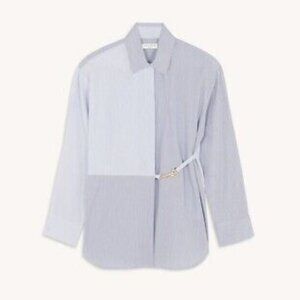 Women’s Sandro Blue striped clasp-lock shirt - size S